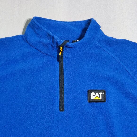 CAT 1/4 zip up fleece sweater men's size L blue long sleeve - Picture 2 of 9